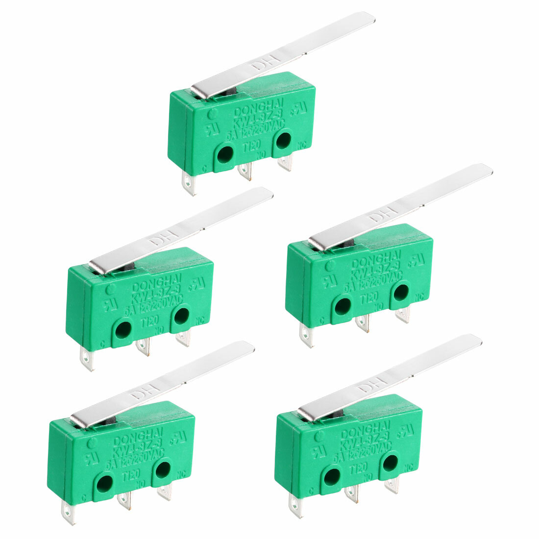 5PCS KW4-3Z-3 5A125/250VAC Micro Switch SPDT NO NC 3 Terminals Long Hinge Lever