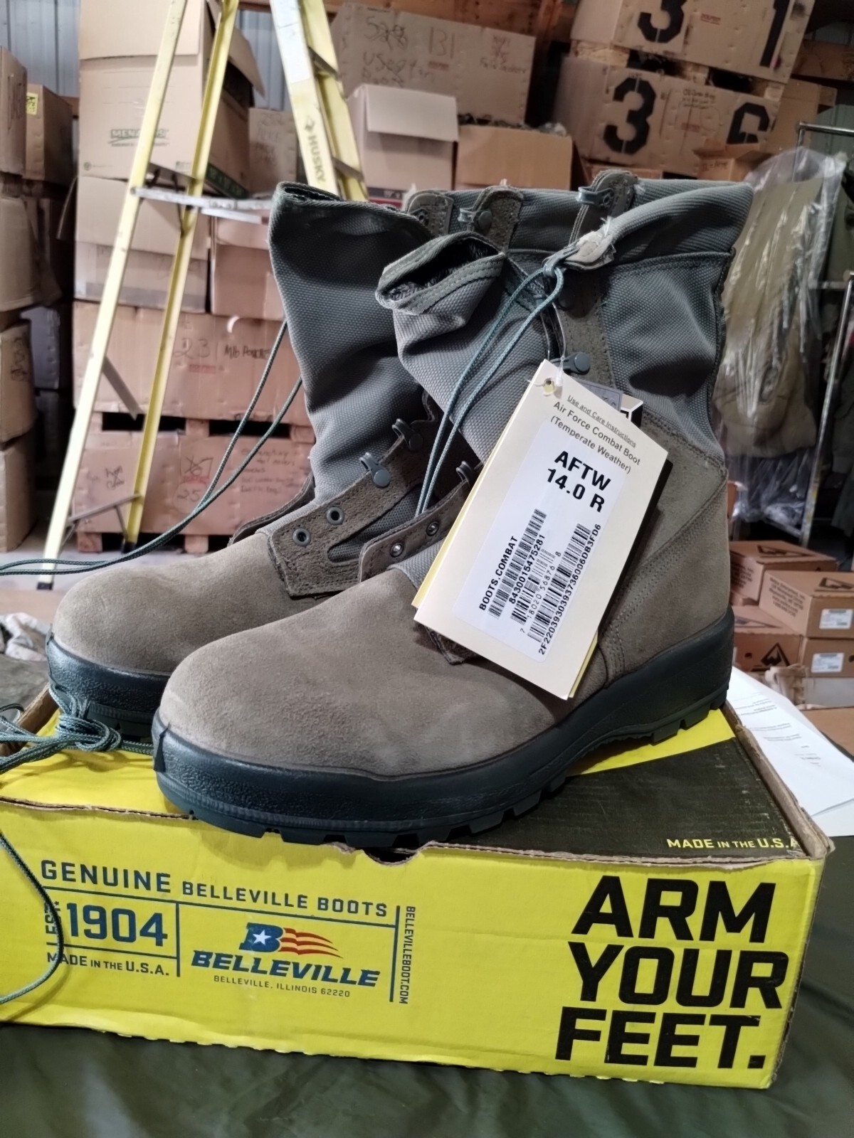 Belleville USAF 9" Sage Boots Temperate Weather Size 14 Regular New In box