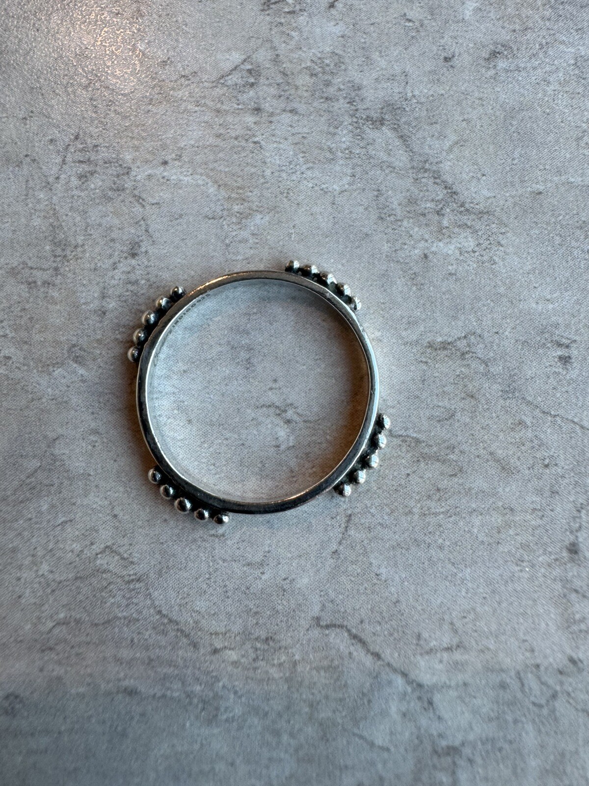 Artisan Made Bohemian Ring Signed Chasing Indigo Size 8.25 Silver Bead Accents