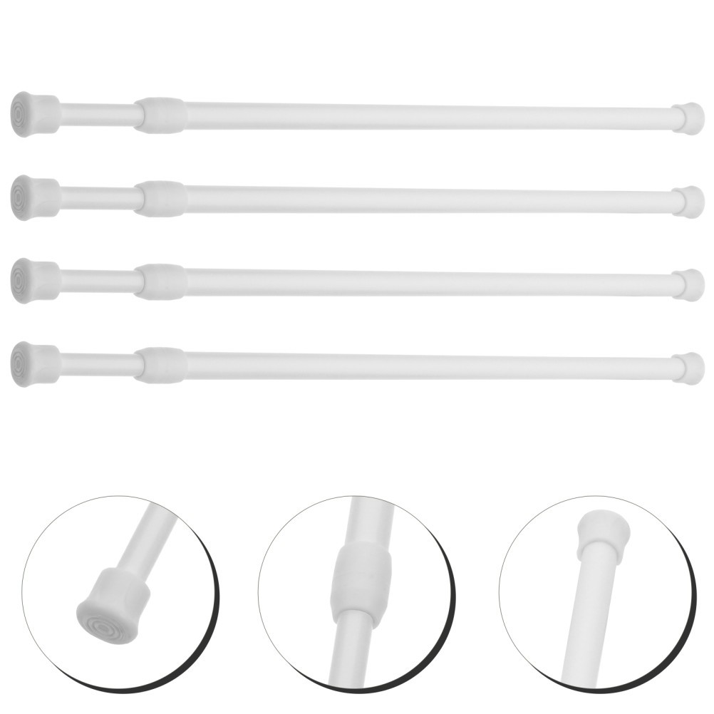 4Pcs Adjustable Closet Rods White Plastic Security Bars with Anti Slip Ends
