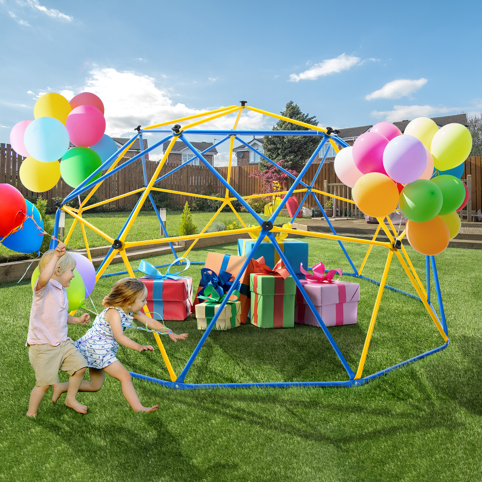 10ft Climbing Dome Monkey Bars Jungle Gym for Toddler with Hammock Climbing Toys