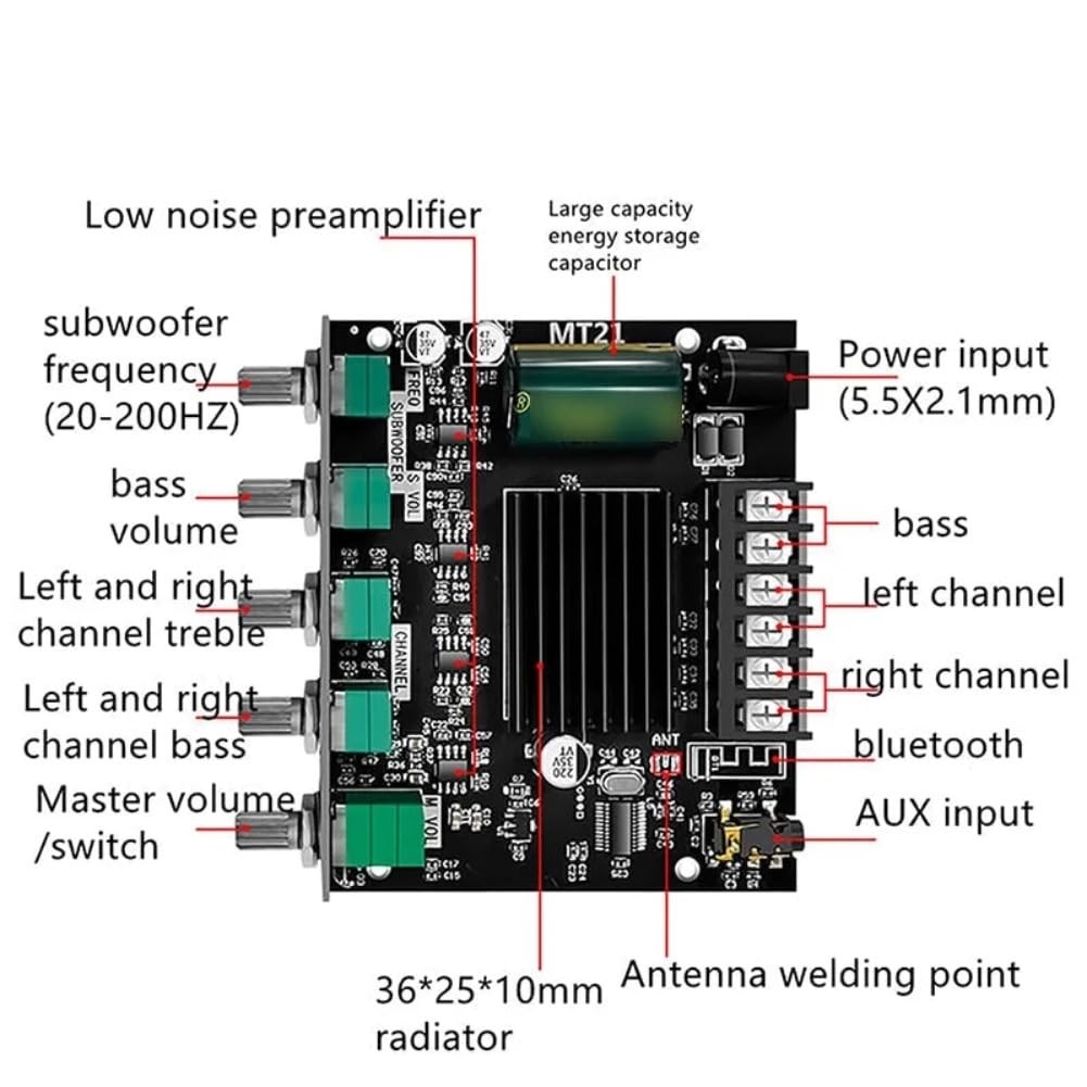 Bluetooth Compatible Audio Power Amplifier Module,Subwoofer Control Stereo Board