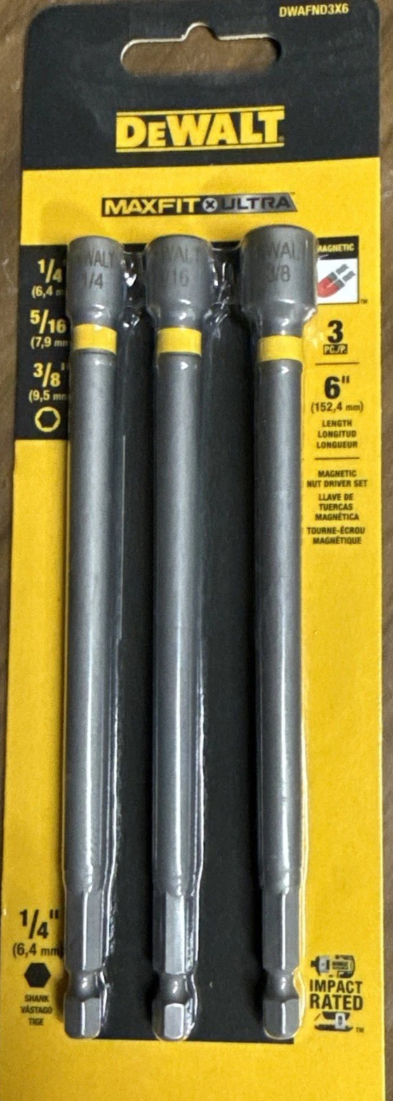 DEWALT 6-in Magnetic Nut Driver Set, 3-piece: 1/4”- 5/16”- 3/8”             SB12