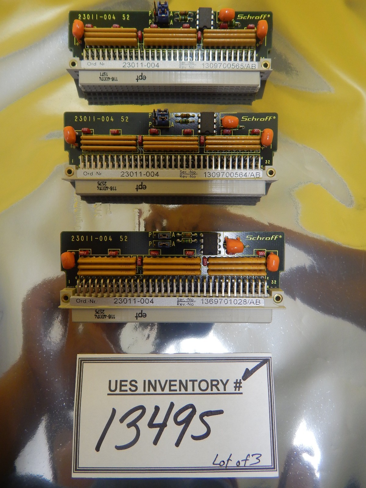 Schroff 23011-004 Backplane PCB Assembly Lot of 3 KLA-Tencor 5107 Used Working