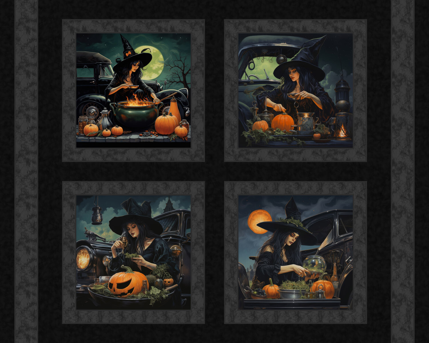 QUALITY  45"  Digitally Printed Halloween Witch Panel Quality 100% cotton NEW