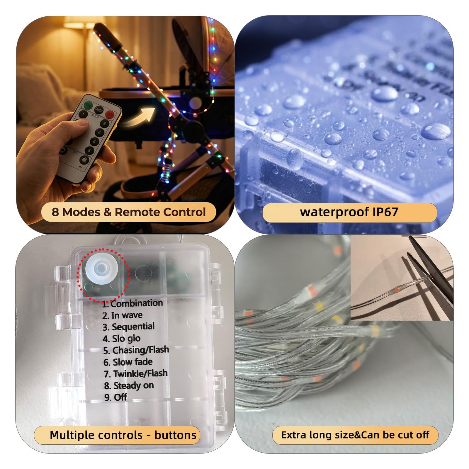 NANBEITONG LED Stroller Lights Multicolored