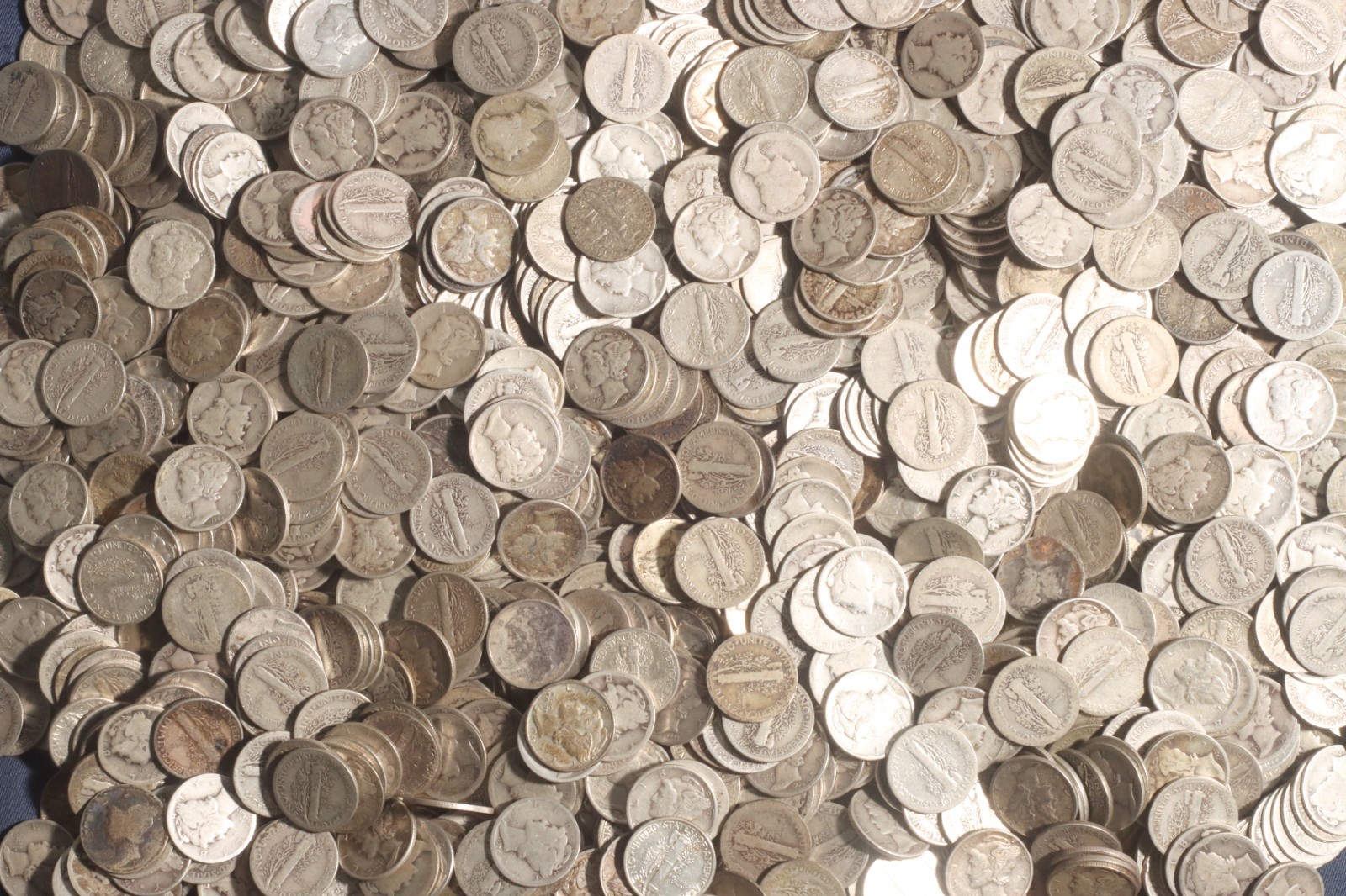 Mercury Dime Roll (50 Coins) 90% Silver "WORN/DAMAGED" Lot E87
