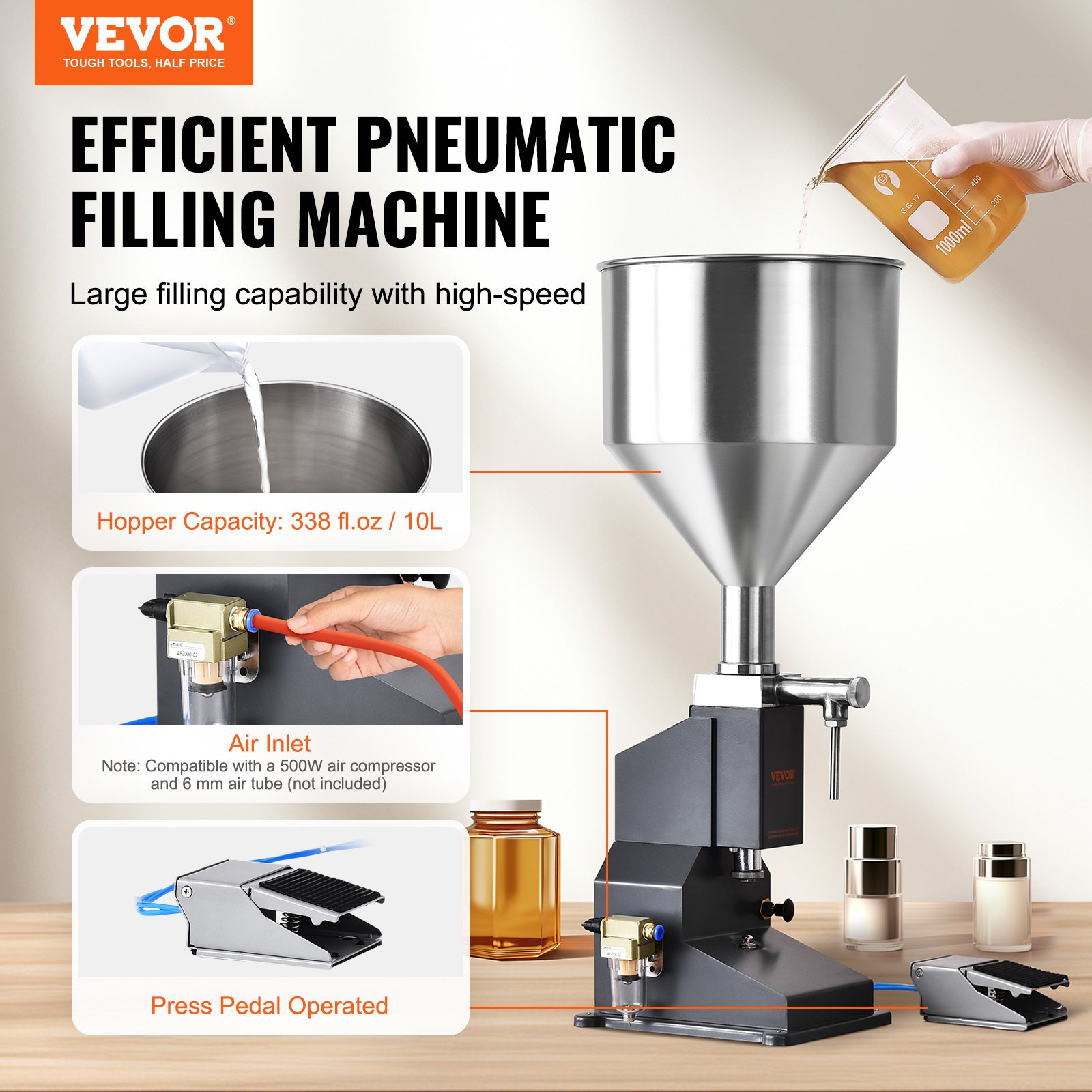 Pneumatic Paste Liquid Filling Machine, 5-50ml Bottle Filler, Bottle Filling Ma