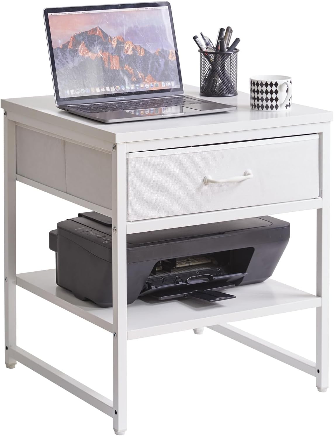 Small Table Stand 20 Inch Multi-Functional Side & Printer Accent Table W/