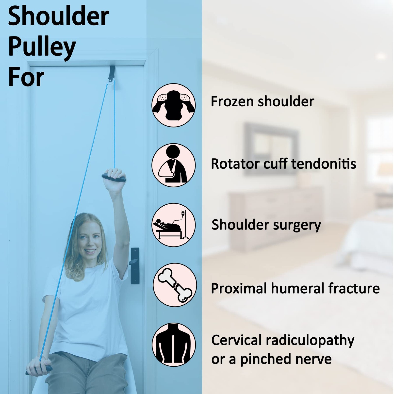 Shoulder Pulley Over The Door Physical Therapy System, Exercise Pulley, Blue