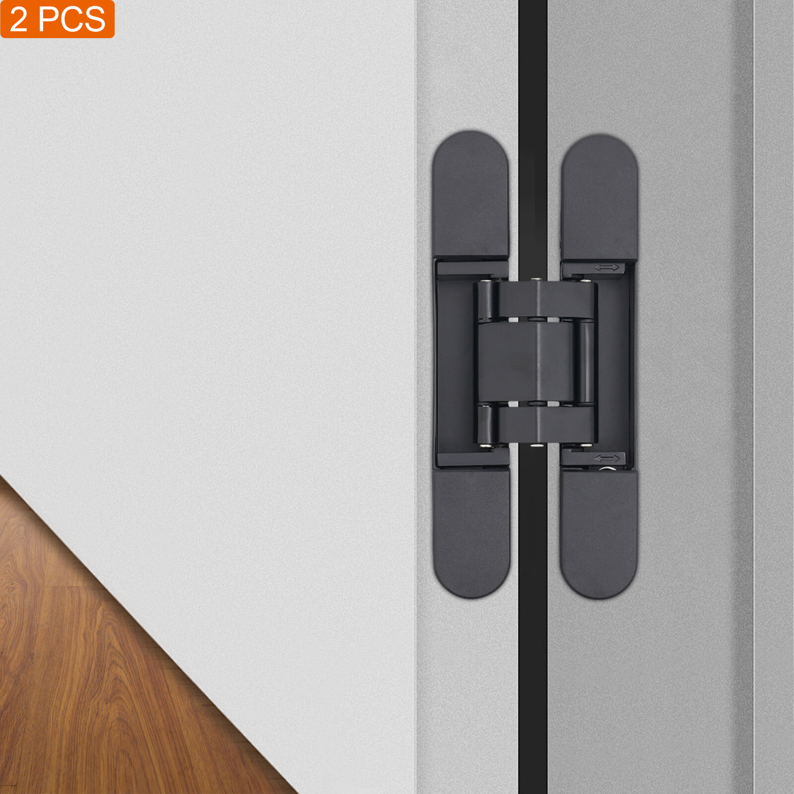 2-Pack 6'' Black Hidden Door Hinges Heavy Duty Zinc Alloy Hinges Concealed Hinge