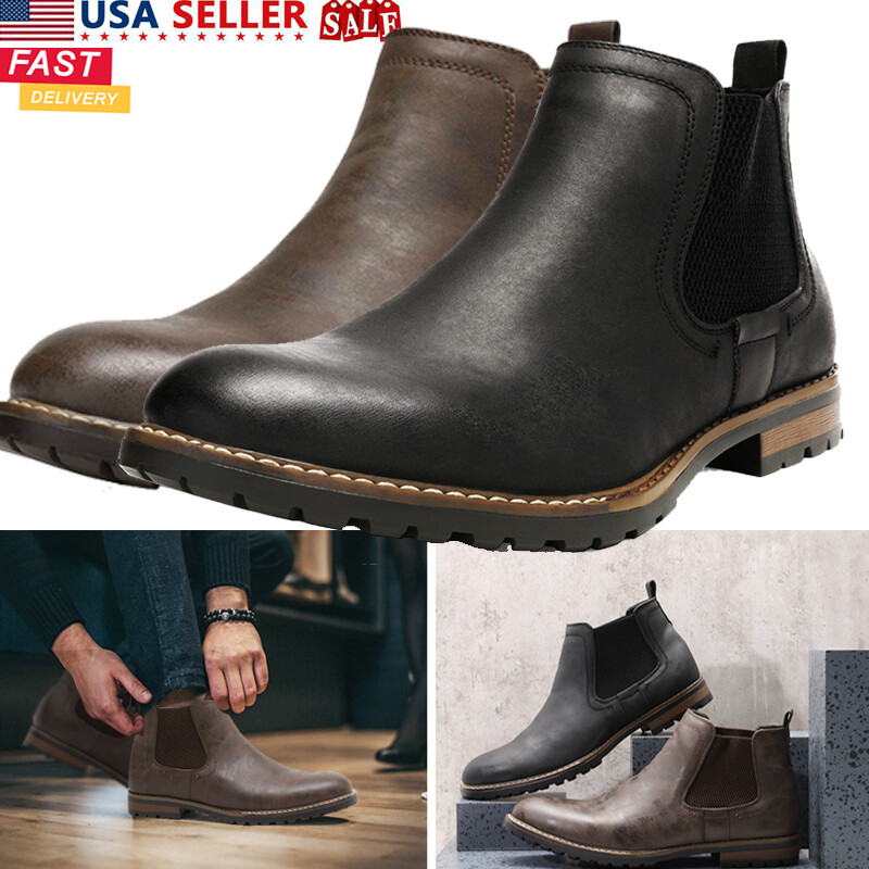 Men's Casual Chelsea Ankle Boots Classic Dress Party Slip On Shoes Size 6.5-15