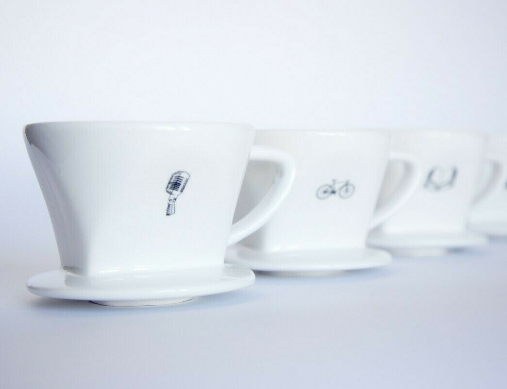 Ceramic Pour Over Coffee Dripper - White - Opus Macaw - Choose from 3 Designs