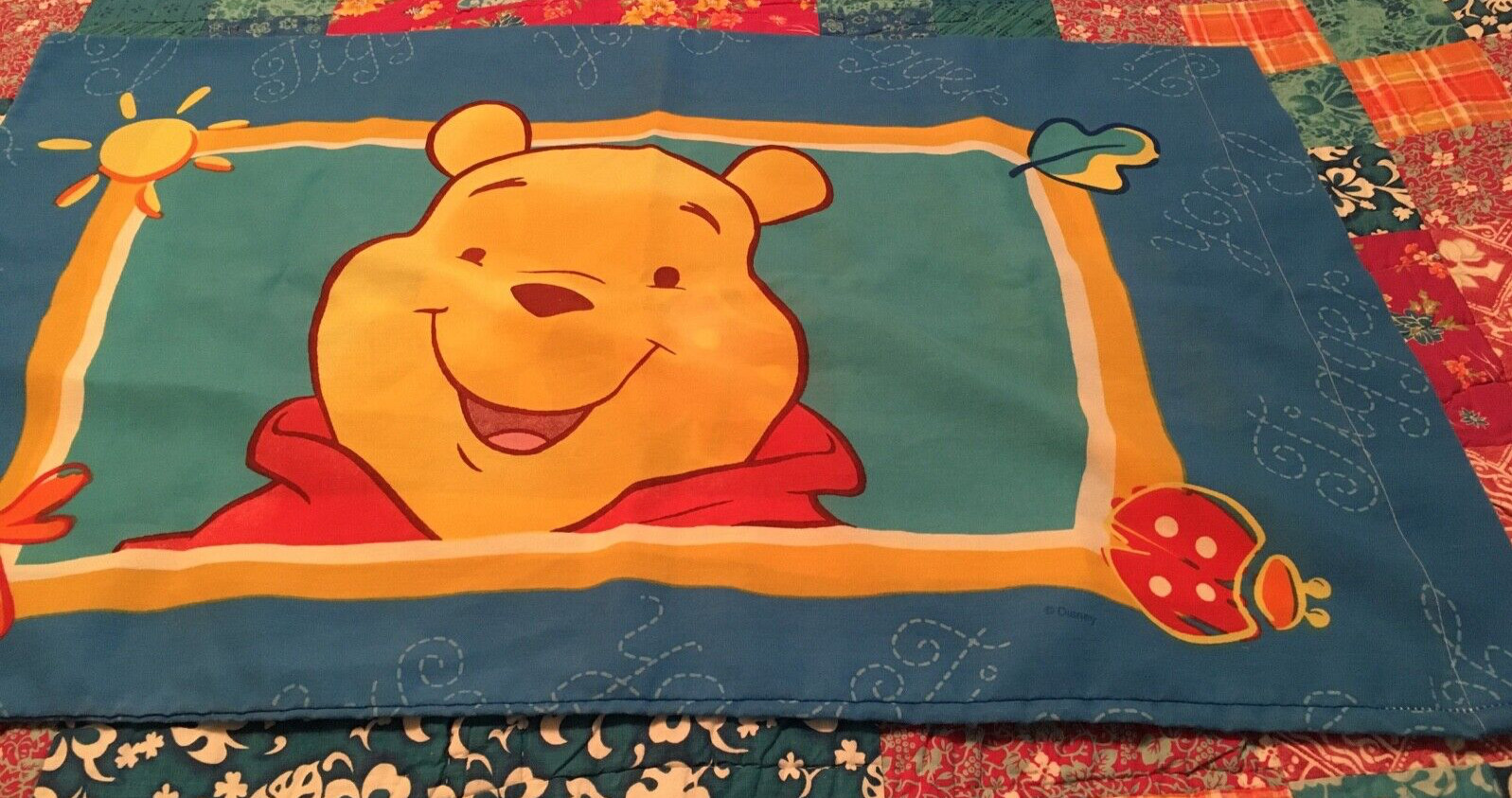 Disney Winnie the Pooh 2 Sided Standard Pillowcase Ladybug Sun #2 Vintage