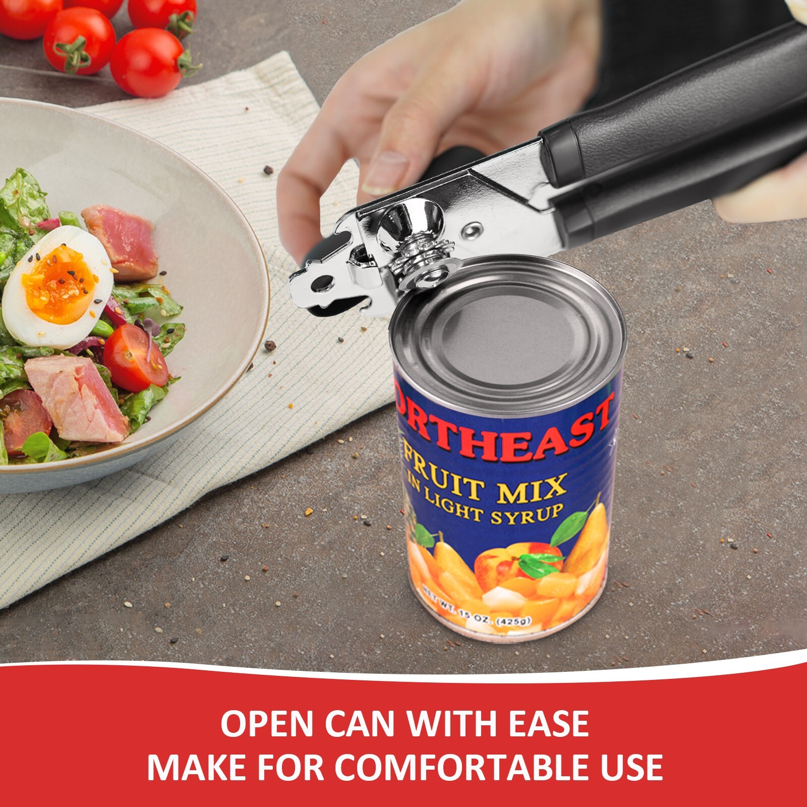 Classic Multifunction Stainless steel Can Opener Easy Comfy Handle Grip Kitchen