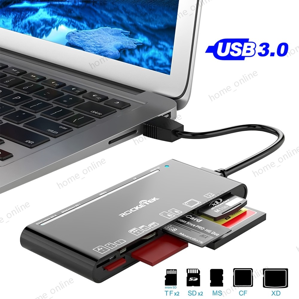 USB 3.0 Memory Card Reader, 7 in 1 Adapter Hub, for SD, CF, TF, Micro SD, XD, MS