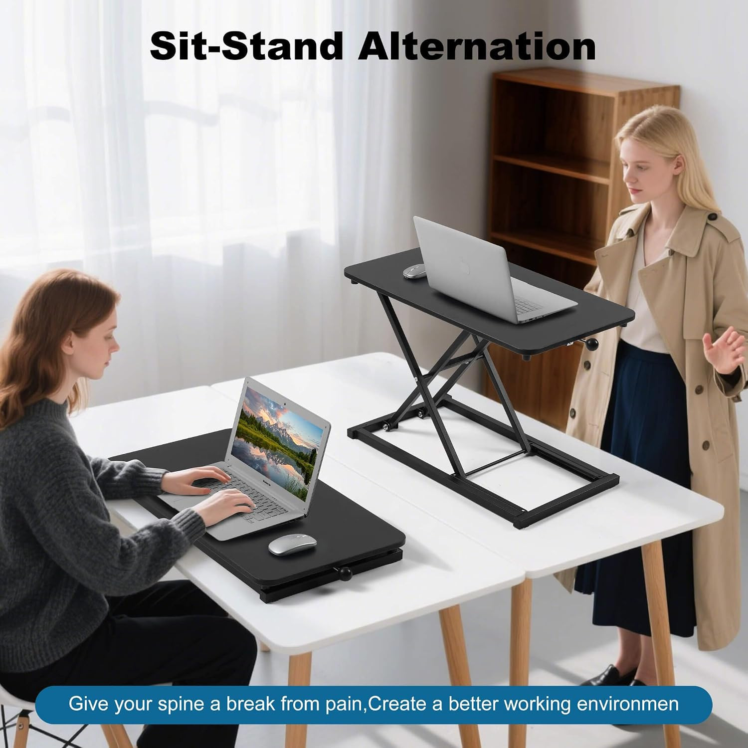 Height Adjustable Standing Desk Converter,Keyboard Riser for Stand up Desk,Compu