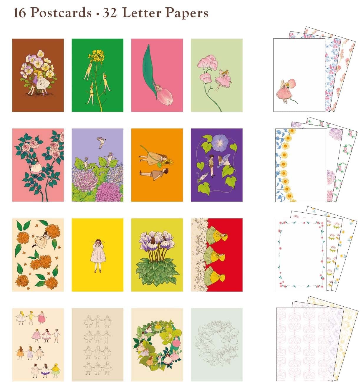 Kurahashi Rei Letter Book Flowers & Children Postcard & Stationery Set Japan New