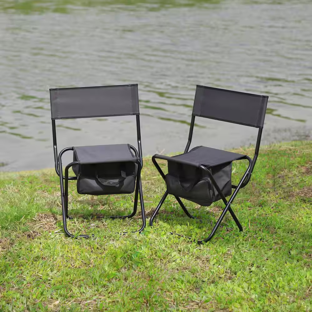2-Piece Folding Outdoor Chair with Storage Bag, Portable Chair for Indoor, Outdo