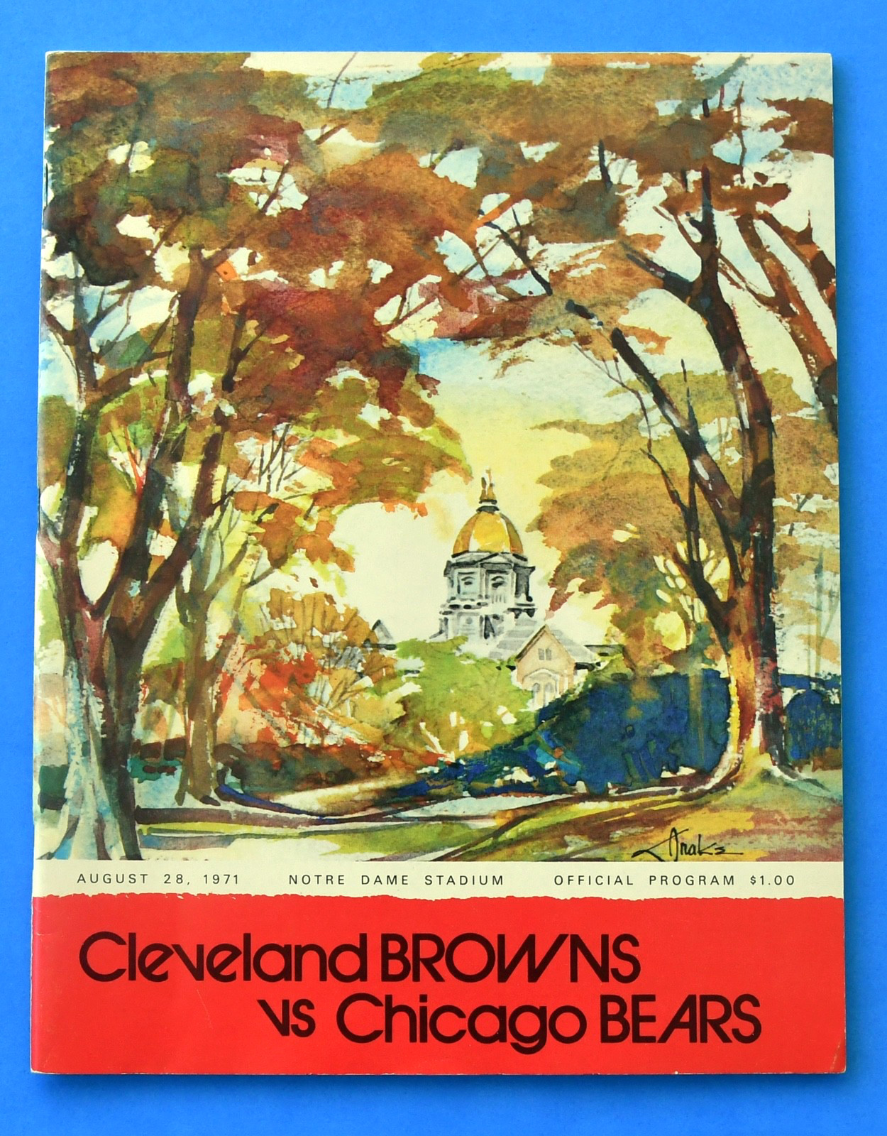 1971 Chicago Bears Program vs Cleveland Browns. Dick Butkus,  Gale Sayers. NFL.