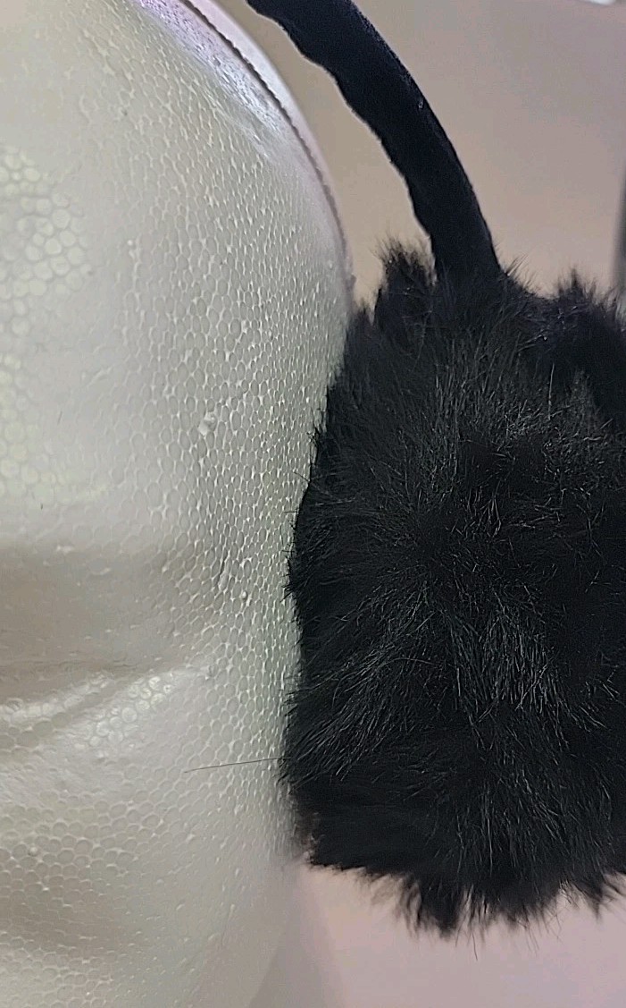 Set Of 2 Faux Fur Black/White Earmuffs Unisex Cold Weather Adult Christmas gift