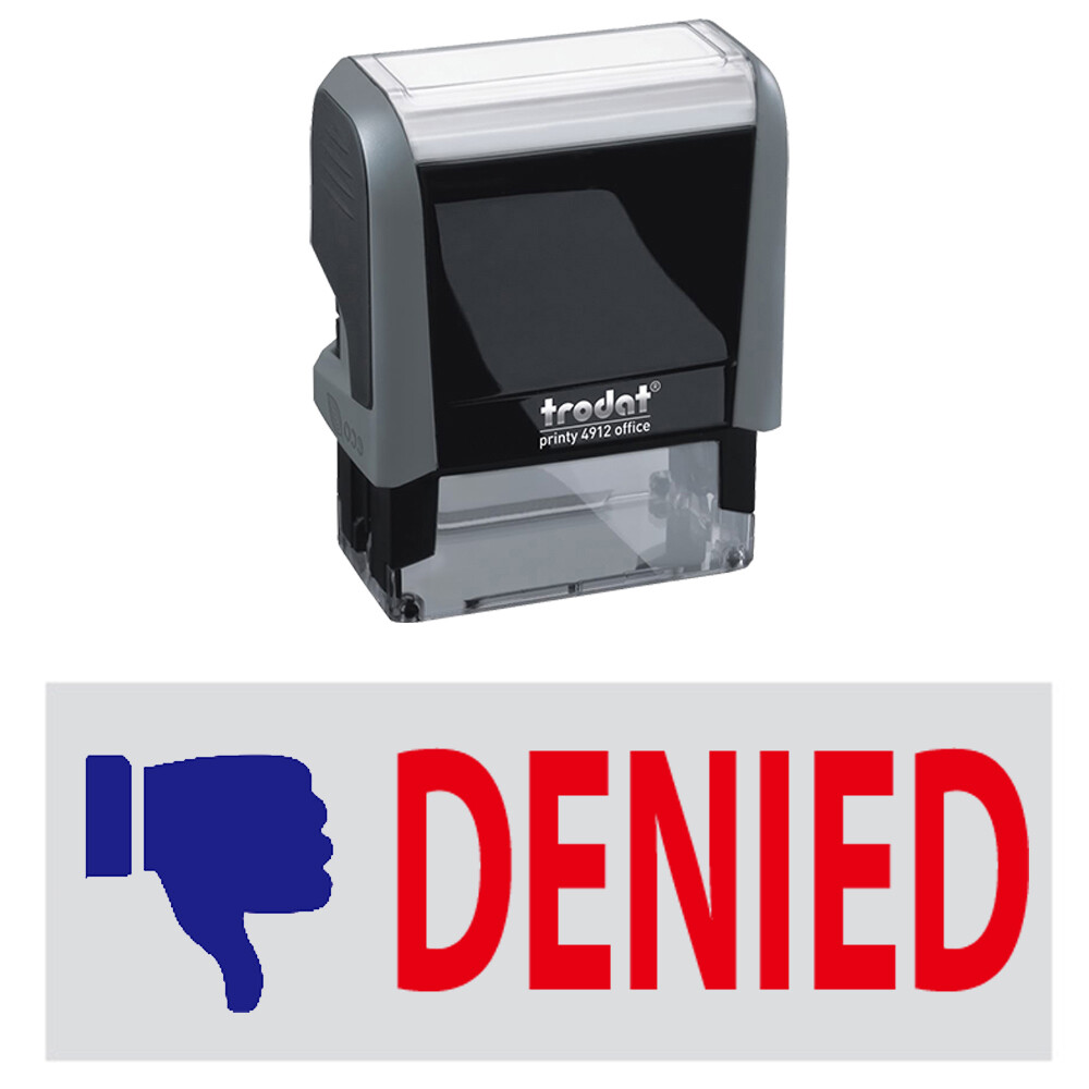 Denied w. Pic. - Trodat 4912 Self-inking Stock Stamp (2-Color Red / Blue Ink)