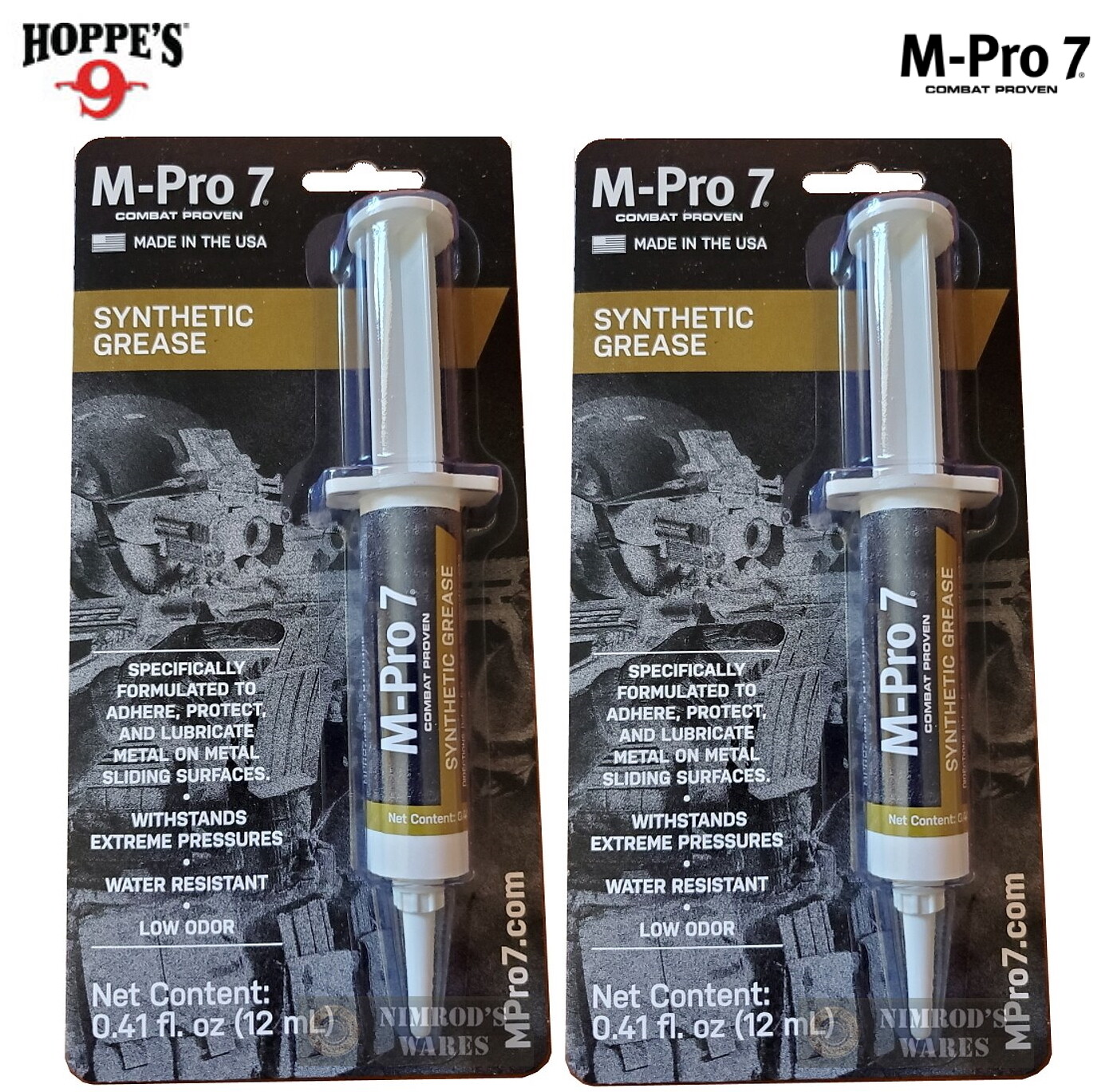 Hoppe's SYNTHETIC GREASE 12ml 2-PACK Firearms Plastic Wood Rubber 070-1356