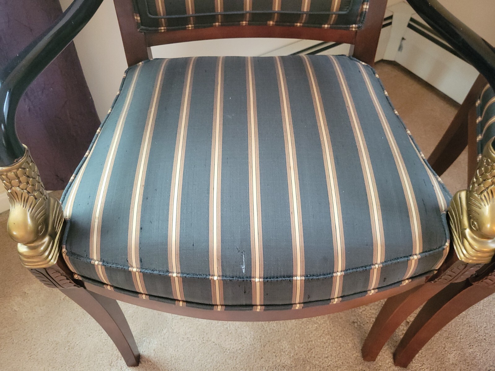 Ethan Allen Fish Dolphin Neoclassical Period Koi Louis XV Chair