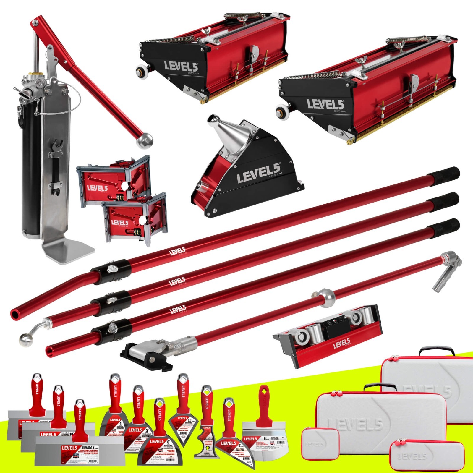 LEVEL5 Drywall Finishing Sets 10" 12" Flat Boxes + BONUS HAND TOOLS! | 4-622P