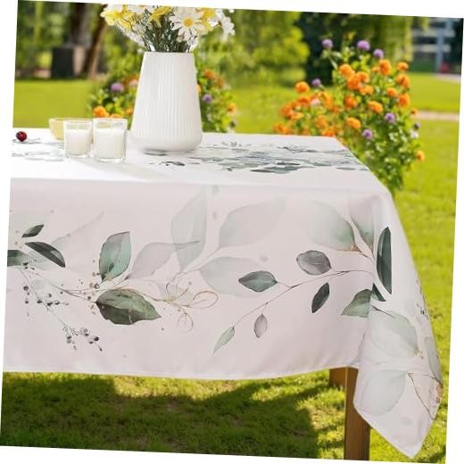 Rectangular Summer Tablecloth 70" x 52" - Eucalyptus Leaves - 1