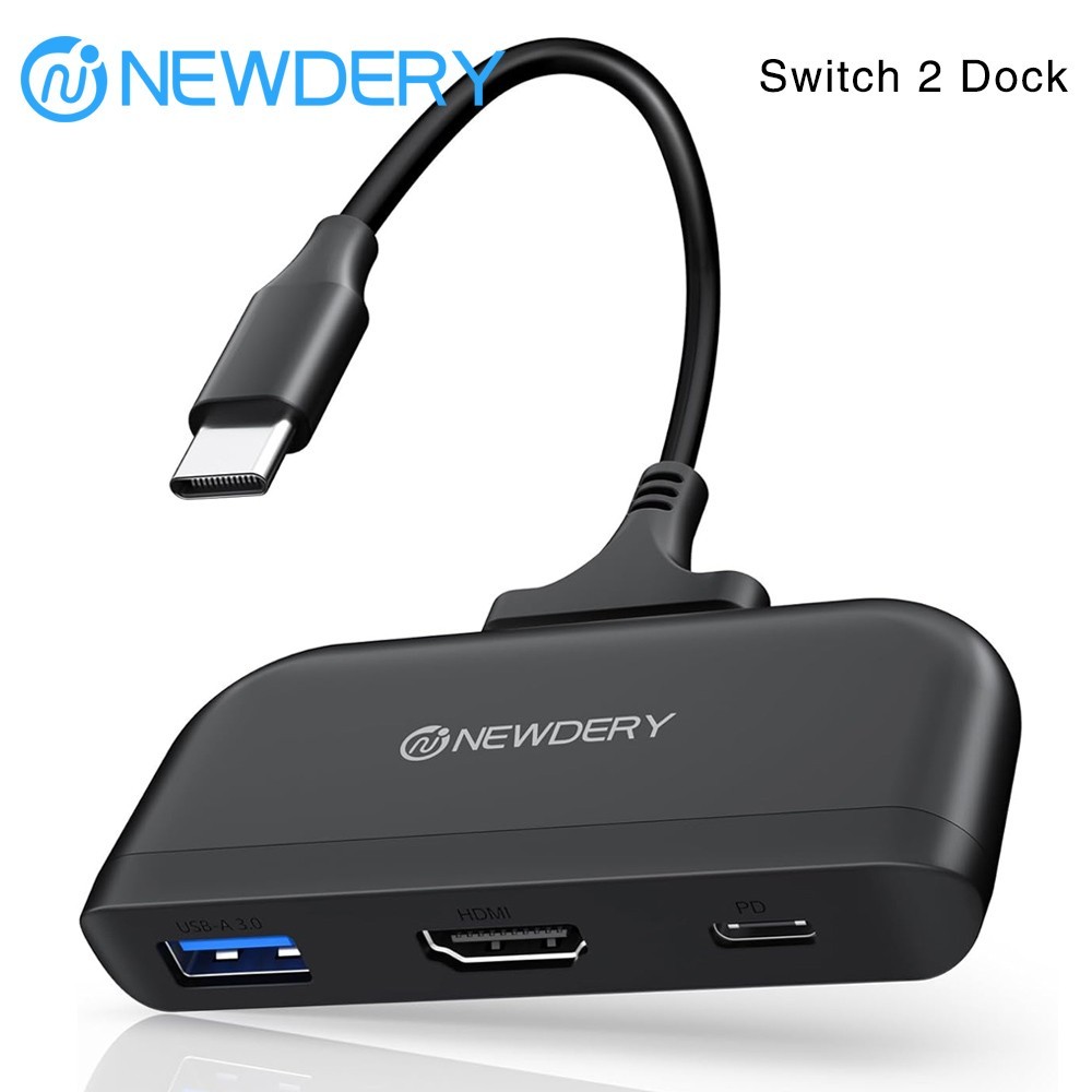 NEWDERY 3in1 Travel Switch 2 Dock Portable TV Docking Station with 4K@60HZ HDMI