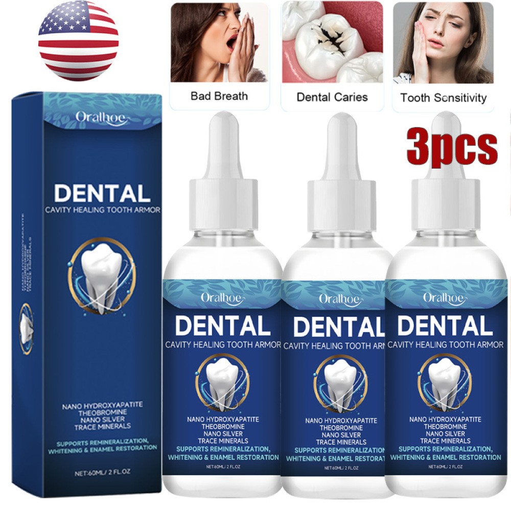 3PCS Oralhoe Tooth Care Solution Dental Cavity Healing Tooth Armor Gum Repair