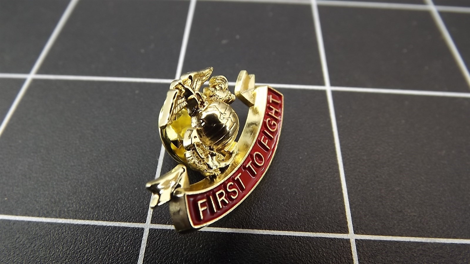 FREE SHIP Lapel Pin USMC First To Fight Red Enamel 1"