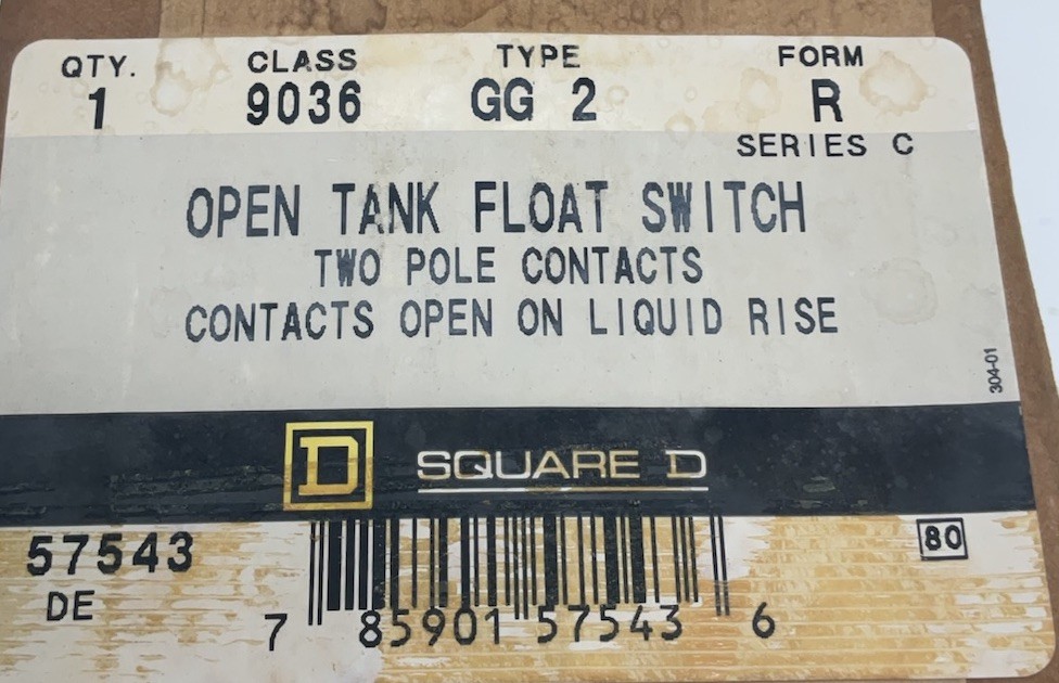 Square D Type GG2 Open Tank Float Switch 9036 NIB Sealed