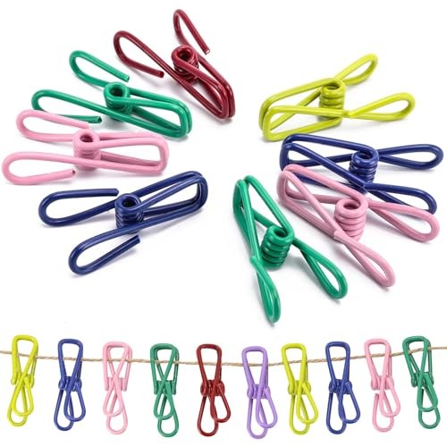 50pcs 2.2 Inches Colored Clothes Pins Waterproof Metal Chip Clips 50pcs-metal