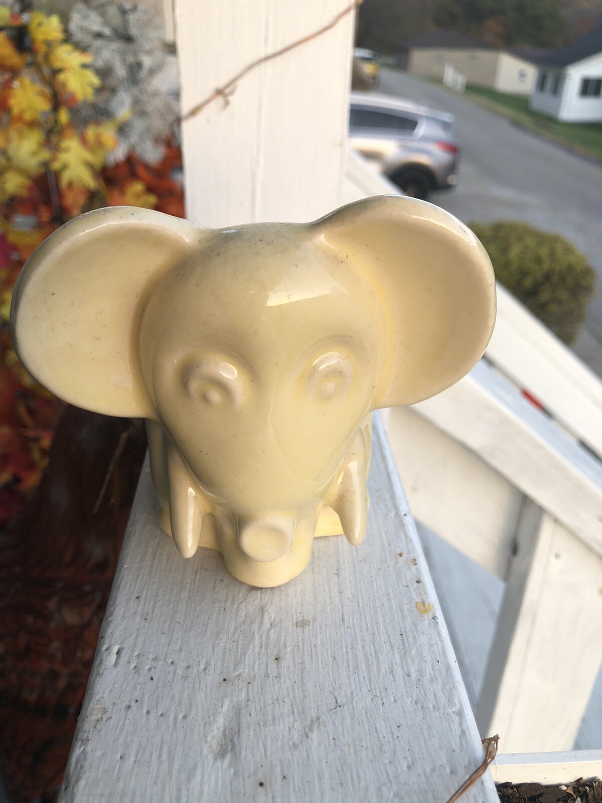 Vtg. Yellow Elephant Planter