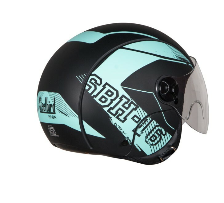 SBH-16 Pulse Beat Matt Black+Light Blue Open Face Clear Visor S Size 540MM ECs