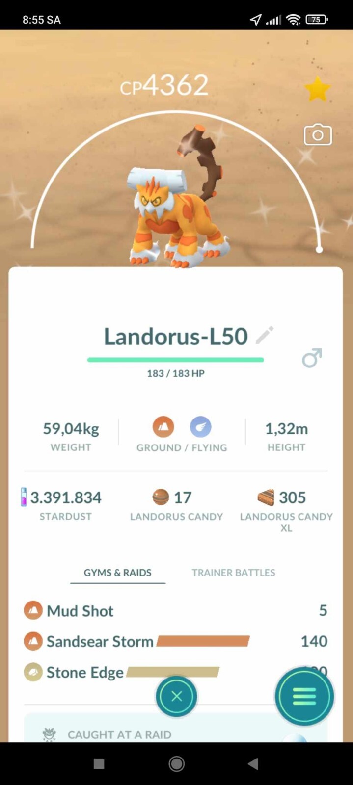 Pokemon Shiny Landorus LV50 Unlock 3moves Sandsear Storm -TRA'DE GO- Description