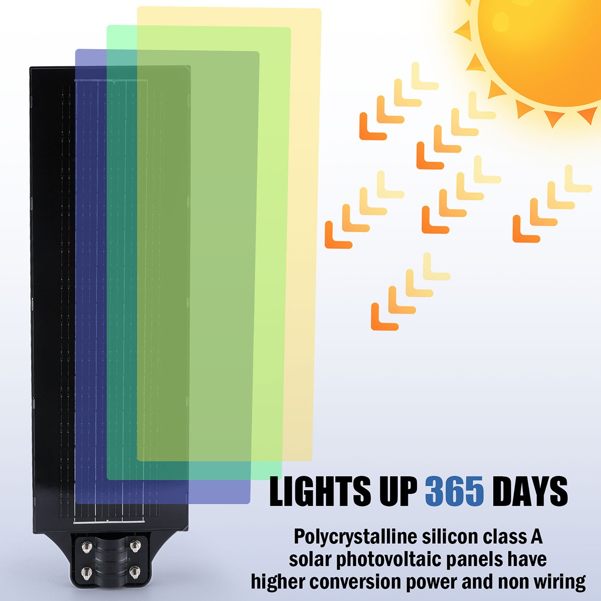 6500W Commercial Solar Street Light Dusk-to-Dawn 1200 LED Super Bright Lamp+Pole