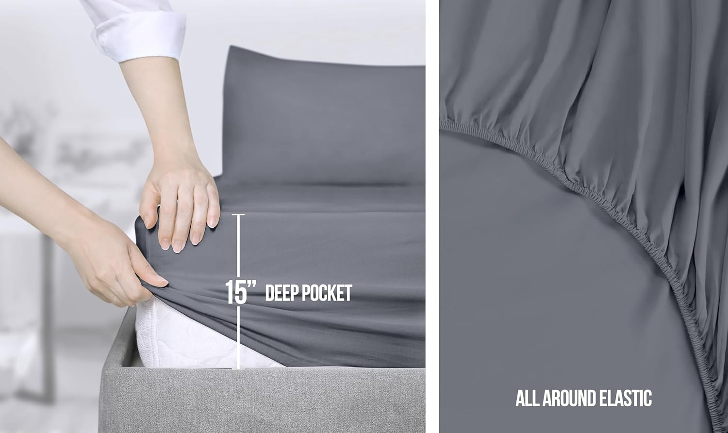 Bedding Queen Sheet Set, Soft Microfiber 4 Piece Hotel Luxury Bed Sheets