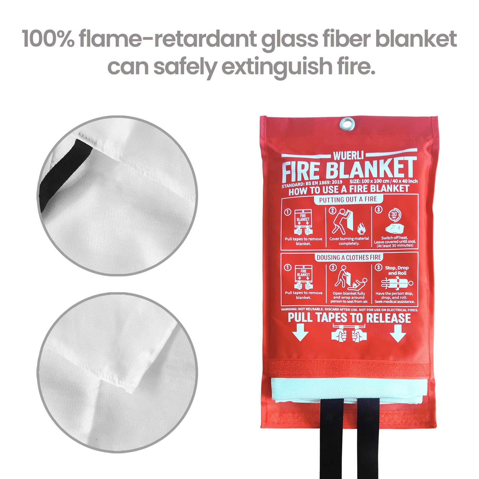 Fire Blanket for Home and Kitchen,40" x 40",4 Pack,Emergency Fire Blanket