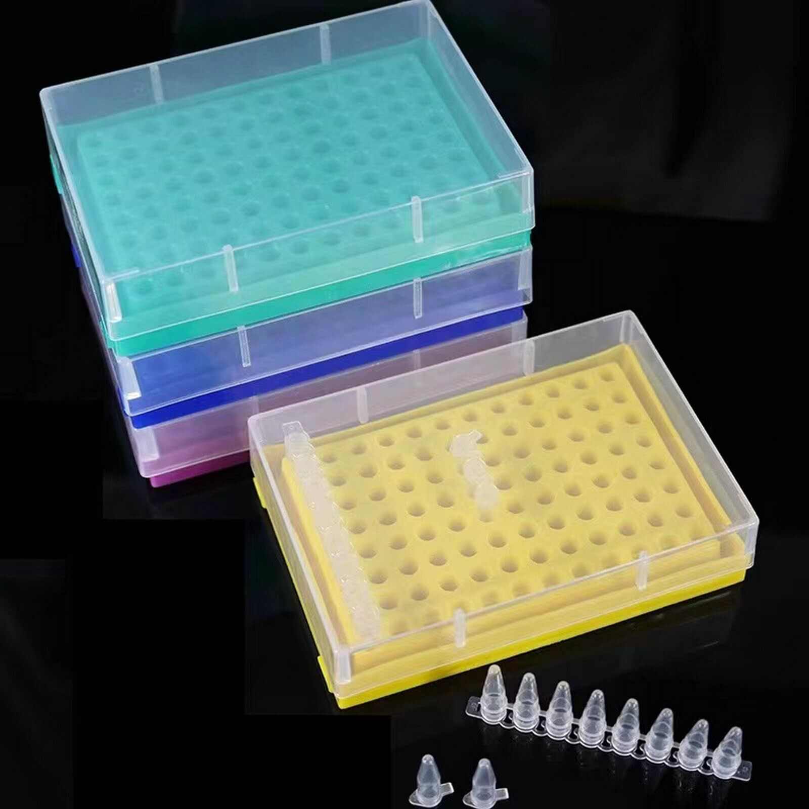 PCR Tube Rack 96 Well Plate for 0.1ML 0.2ML PCR Tubes & Strips Yellow