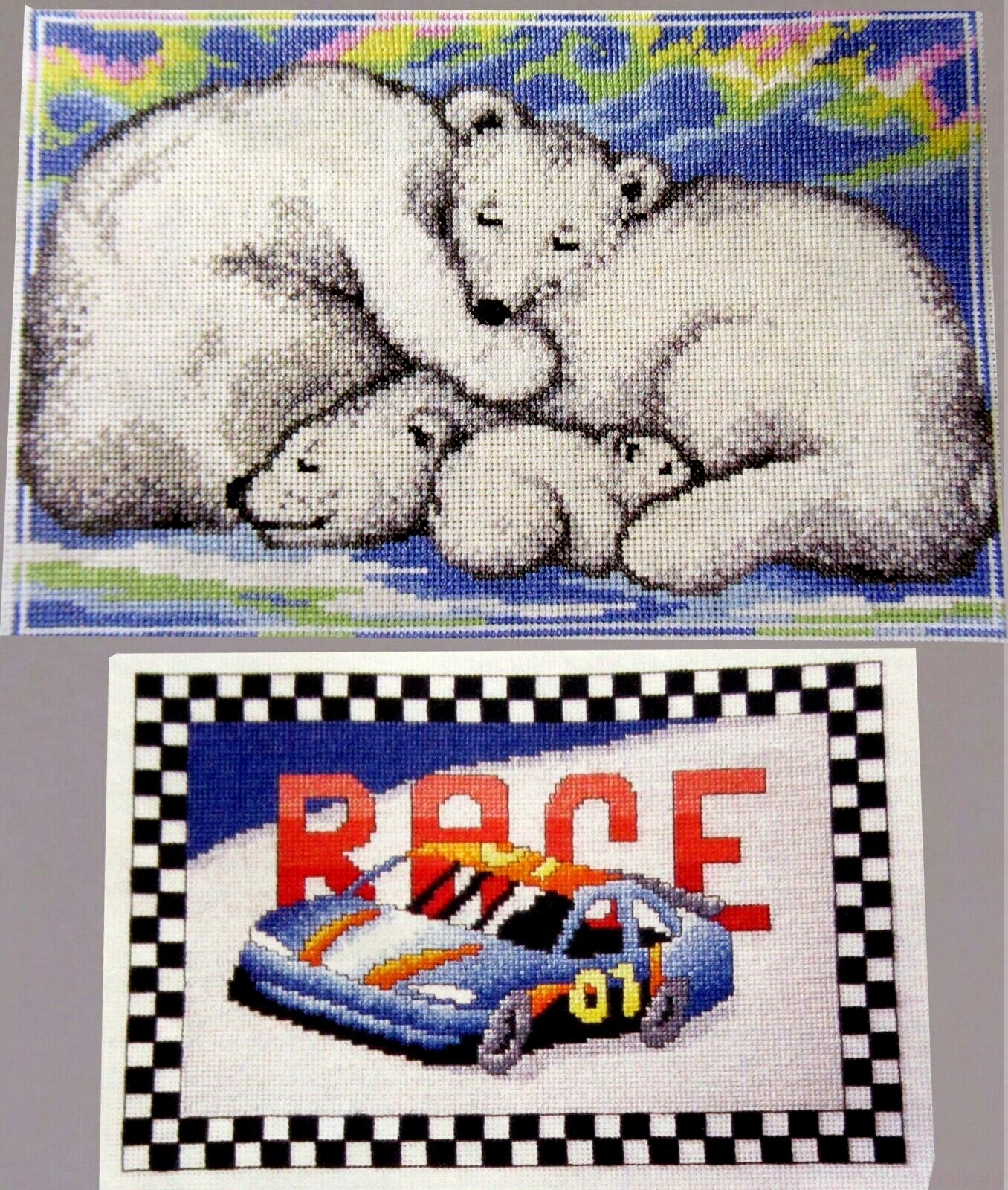 Napping Polar Bears Tribute To Racing Car 2 CROSS STITCH PATTERNS