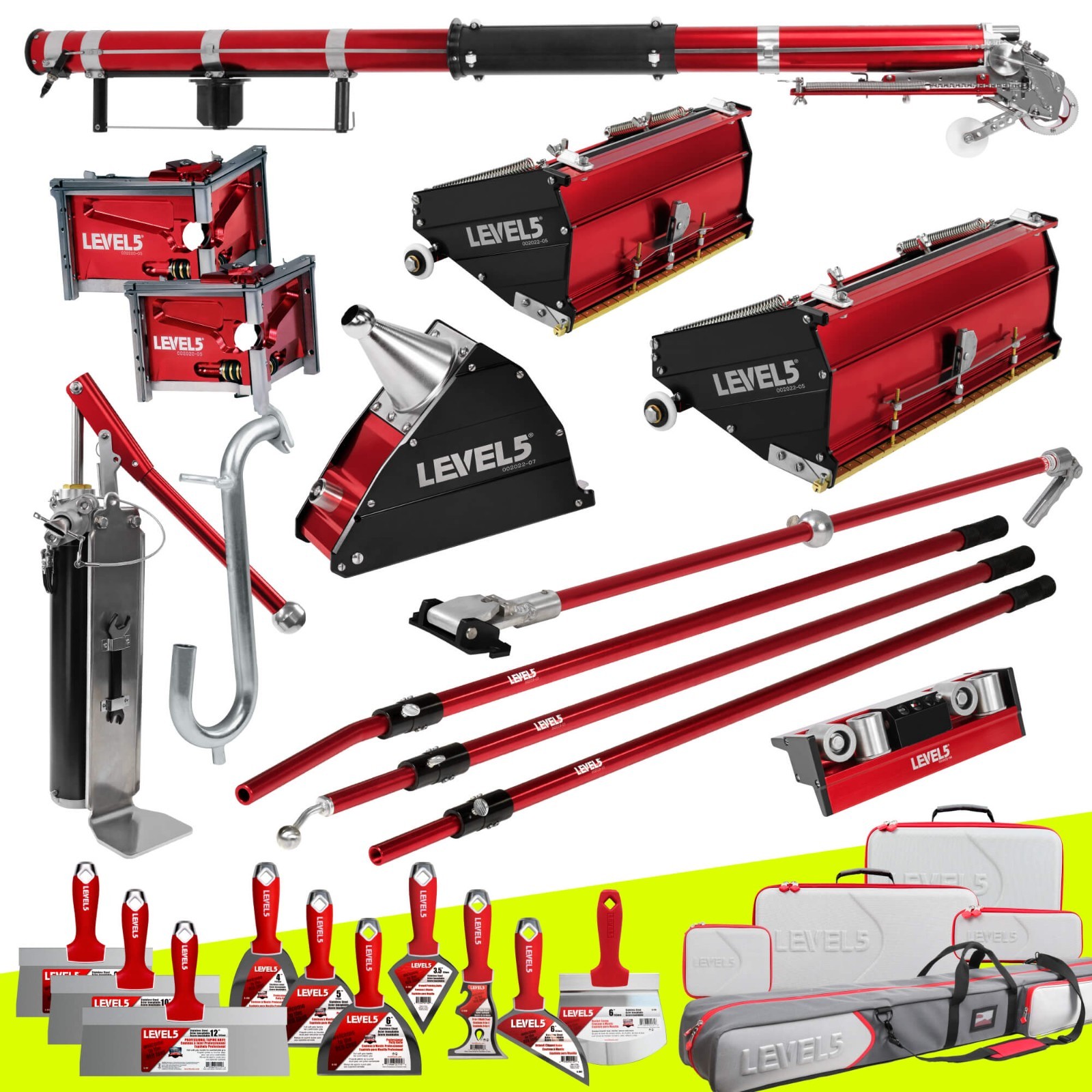LEVEL5 Taping Tools Set w/ 10" 12" MEGA Boxes, Handles w/ BONUS TOOLS! | 4-624P