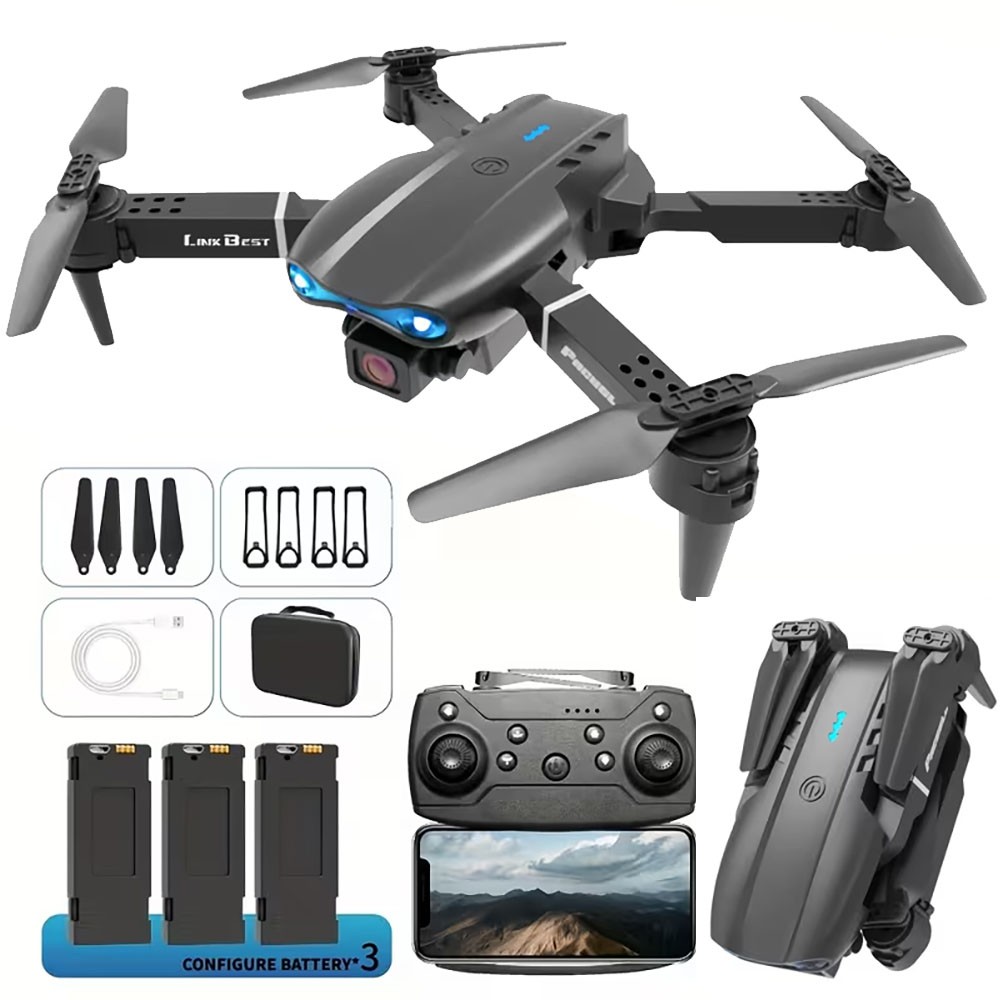 Drone 2026 4K HD Dual Camera WiFi FPV RC Portable Quadcopter Remote 3 Battery