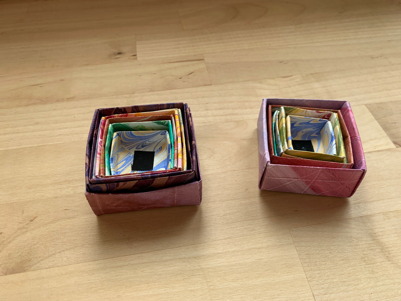 Handmade Paper Origami Boxes- Folded with Lids - 2.5" - 1.5"