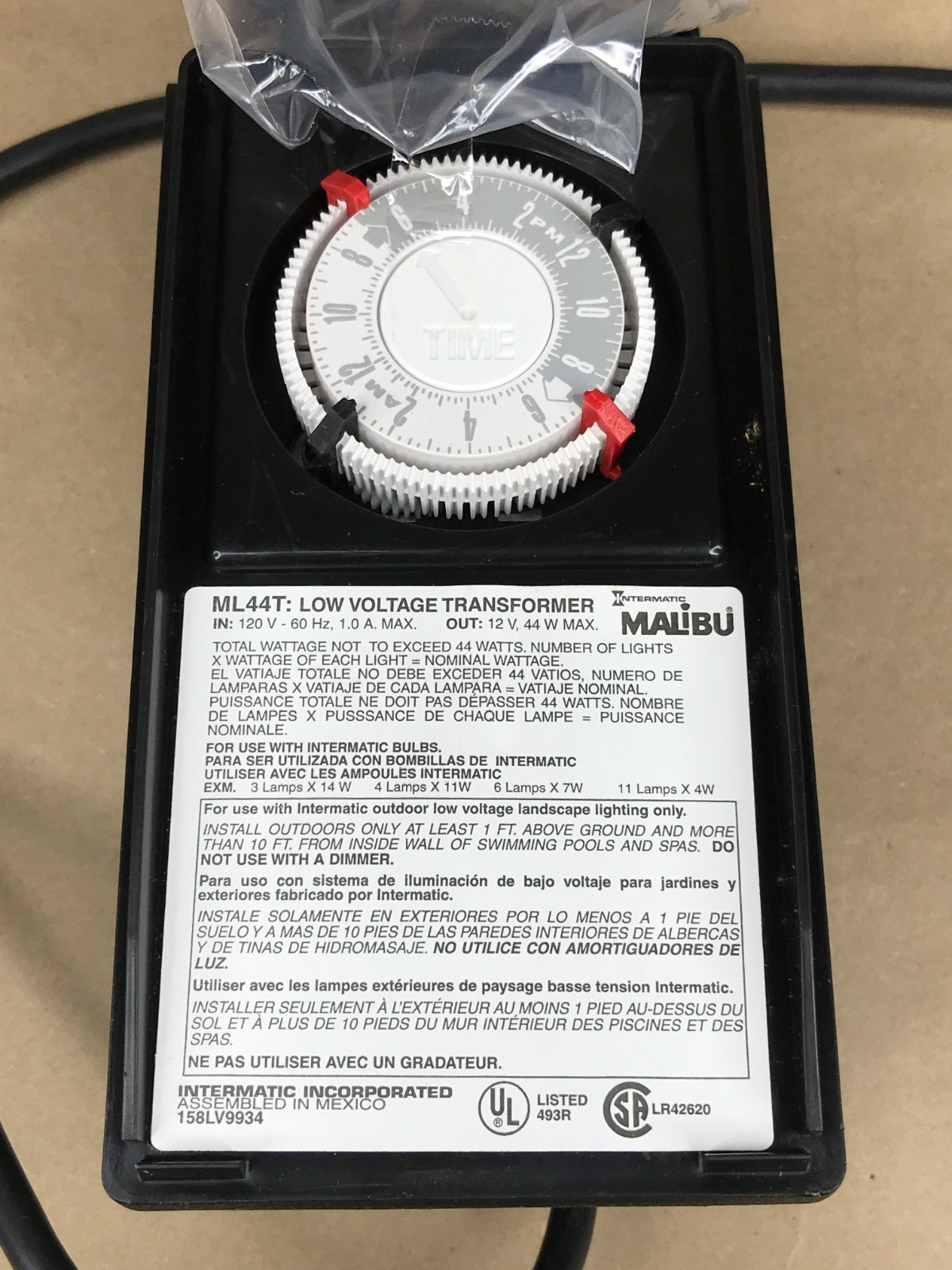 NEW Malibu Intermatic 44 Watt ML44T Low Voltage Lighting Transformer/Timer