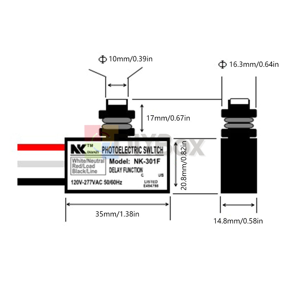AC 120–277V NK-301F Light Control Switch LED Photoelectric Switch Sensor