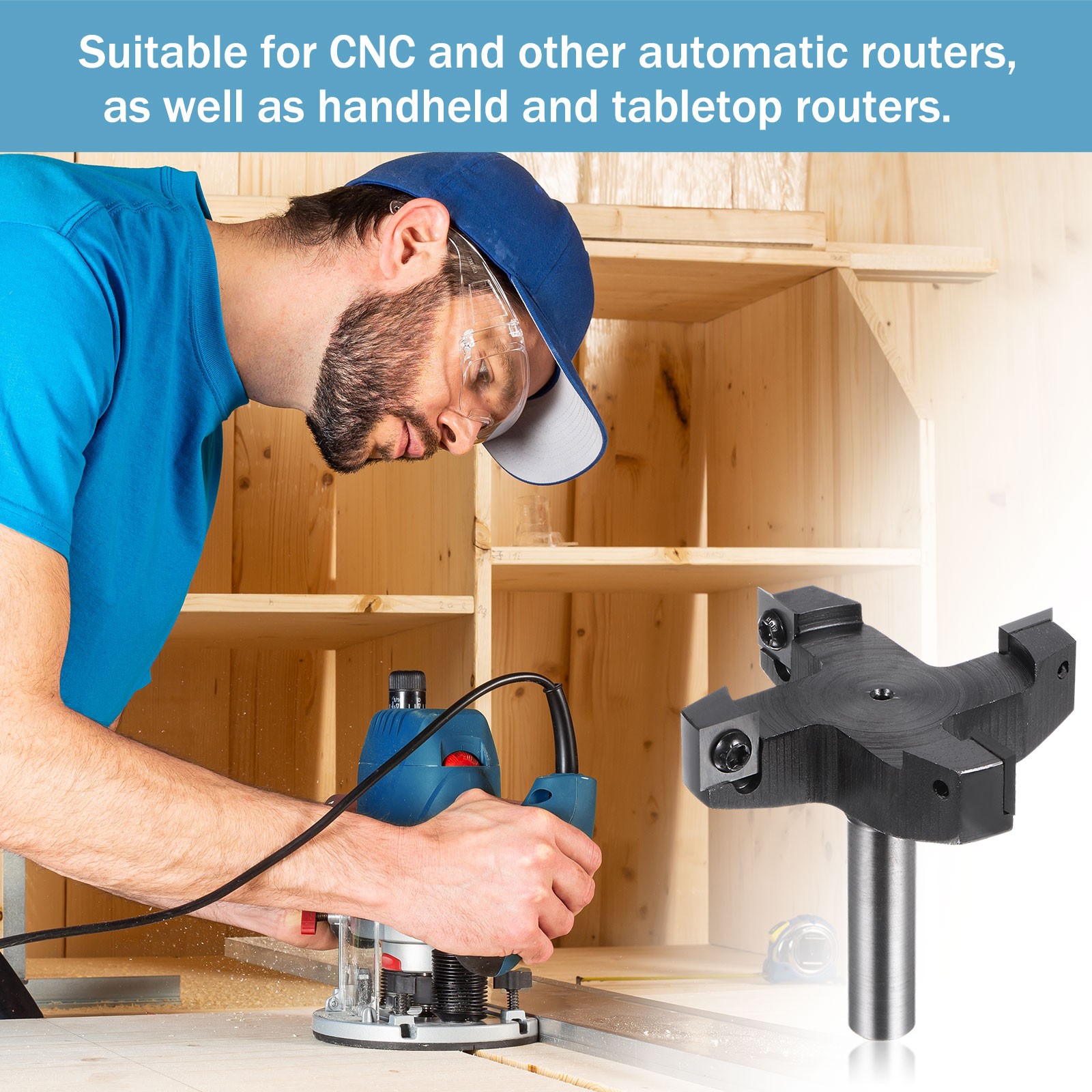 CNC Spoilboard Surfacing Router Bit 3” Dia 1/2" Shank Cutting Tool