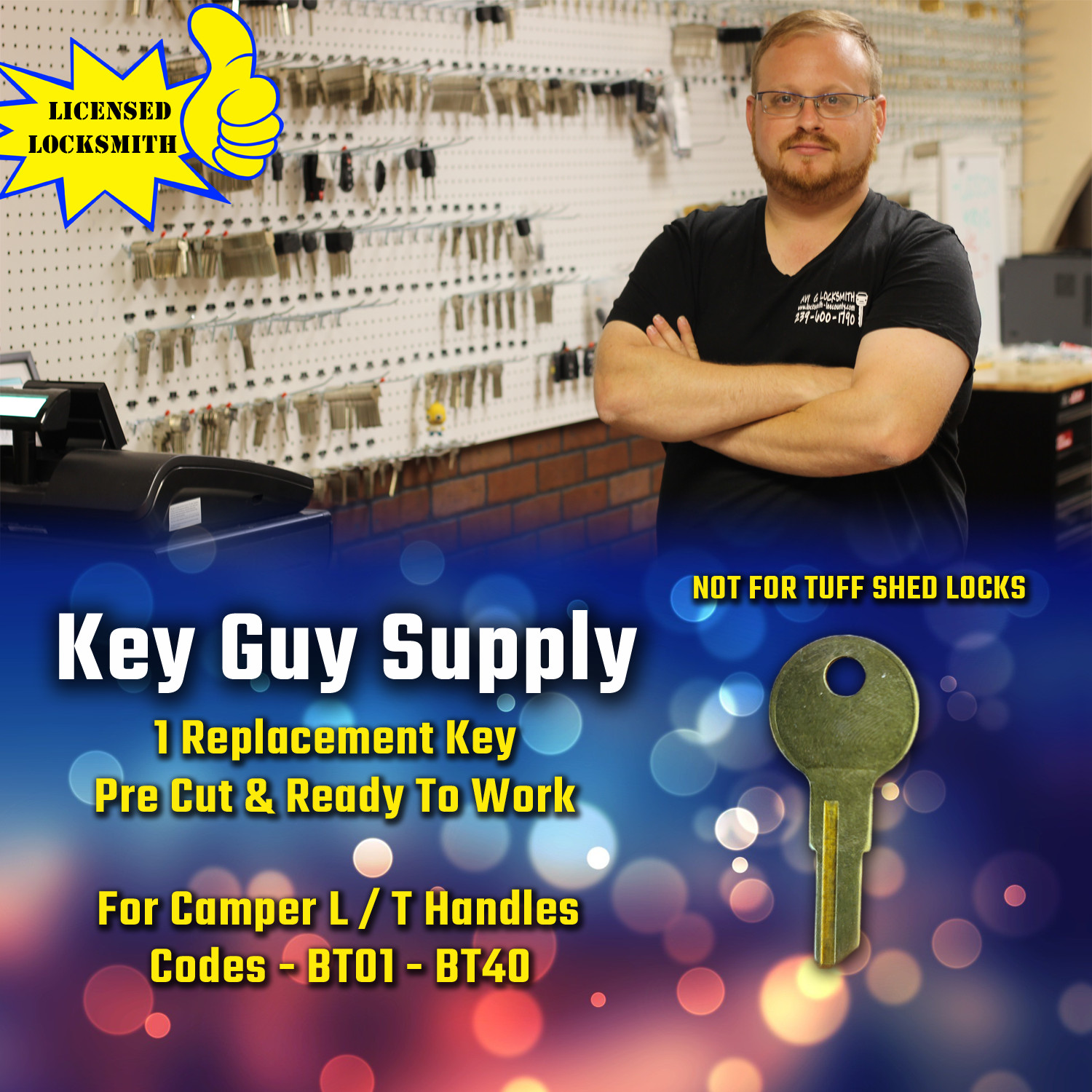 BT01-BT40. New Key For L or T handles Camper Locks Will Be Pre Cut To Your COde.